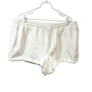 Victorias Secret Pink Plus Size Womens Ivy Fleece Rolled Hem Short White XXL NEW